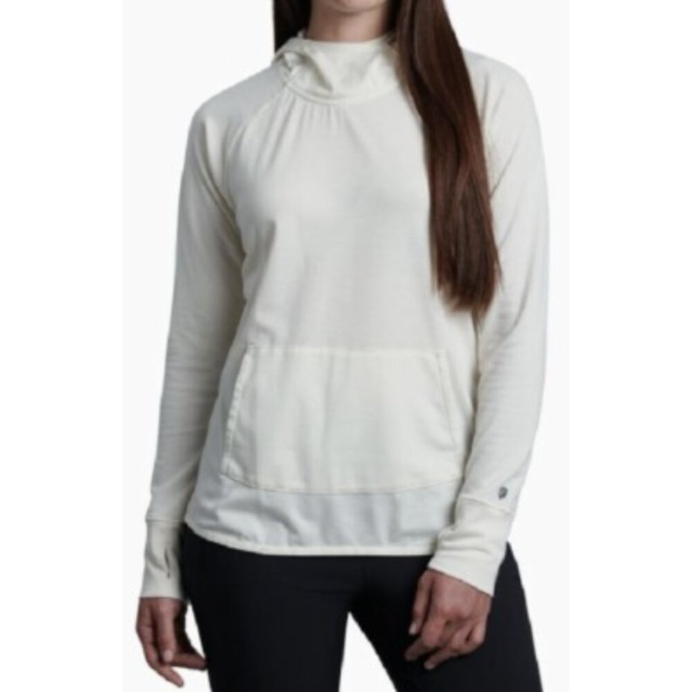 KUHL Stryde Hoodie Sweatshirt Top in Ivory Sea Salt Outdoor Gorpcore Sz M